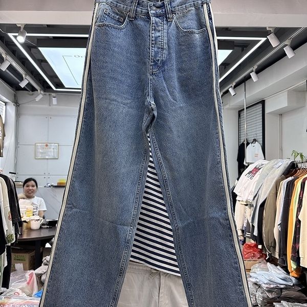 

women's jeans wash a shaped cone straight jeans 230718, Blue