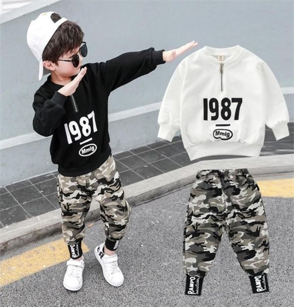

2pc kids big boys military clothes clothing sets young boy trousers outfits suits children camouflage tracksuits for 312t6731193, White
