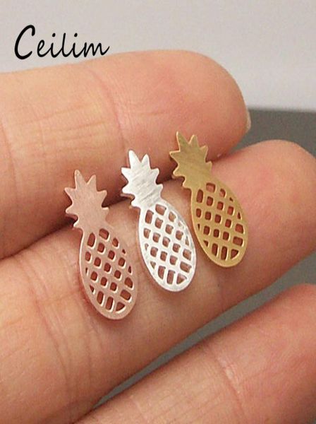 

hollowed pineapple ear studs for women unique design new arrival alloy rose gold silver gold plating studs earrin9619288, Golden;silver