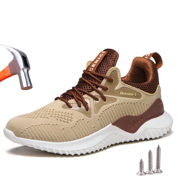 

safety shoes work safety shoes for men lightweight protective work sneakers steel women toe shoes anti-smashing anti-piercing safety boots 2, Black;brown