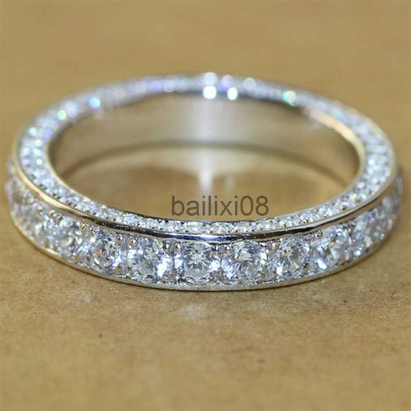 

band rings huitan simple women wedding party finger rings dazzling cubic zircon anniversary gift proposal ring timeless classic jewelry j230, Silver