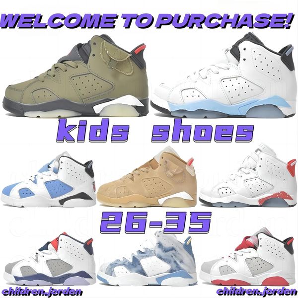 

kids shoes 6s jumpman basketball j6 sports children's shoes street high athletic outdoor youth sports wear size 26-37.5 trainer baby wa, Black
