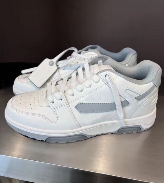 

luxury brand out of office men runner sport shoes calf nappa leather jogging low trainers nylon rubber sole tech couple skateboard walking e, Black