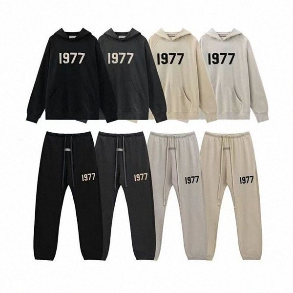 

1977 mens hoodies sweatshirts long sleeve hooded ess casual woman man clothing letter s-xll x5rr#, Black