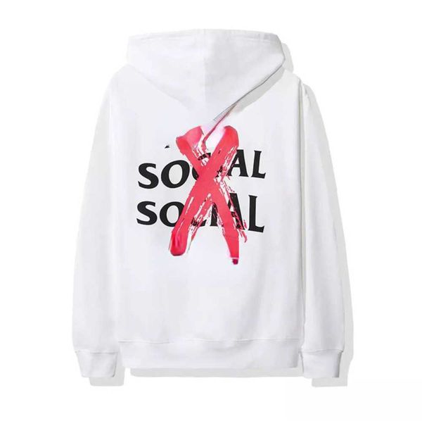 

2023 new hip hop brand hoodie cross powder plush loose pullover anti social club color jacket sunscreen designer g5o, Black