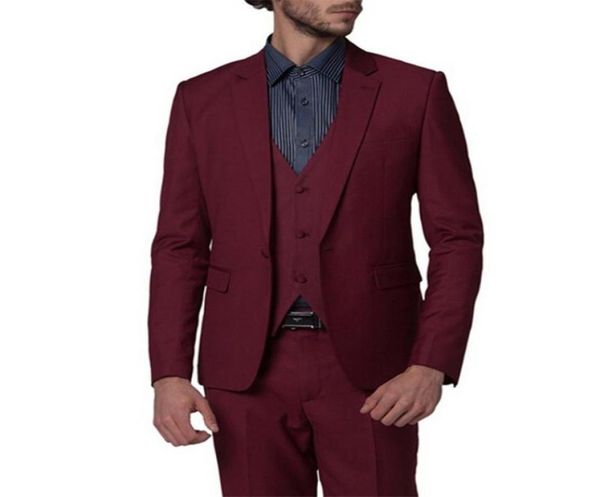 

new arrivals one button burgundy groom tuxedos notch lapel groomsmen man suits mens wedding suits jacketpantsvesttie h54530108, Black;gray
