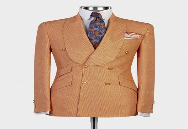 

orange mens suits slim fit wedding groom tuxedo one piece formal business blazer banquet plaid jacket coat custom made outfits2164452, Black;gray