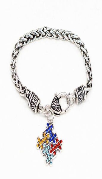 

charm bracelets fashion women bangles alloy enamel autism awareness piece autistic bracelet girl jewelry 1313486534, Golden;silver