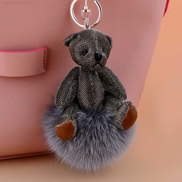 

key rings rex pompom fur bear keychains purse charm accessories handbag pendant women birthday designer gift online l230719, Slivery;golden