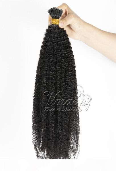 

brazilian burmese natural color afro kinky curly 4b 4c 3b 3c pre bonded keratin fusion i tip raw virgin remy human hair extensions4634924, Black