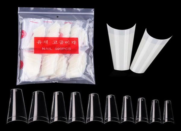 

500pcs per bag ballerina half cover false nails french coffin fake nail clear natural flat shape tips4671609, Red;gold