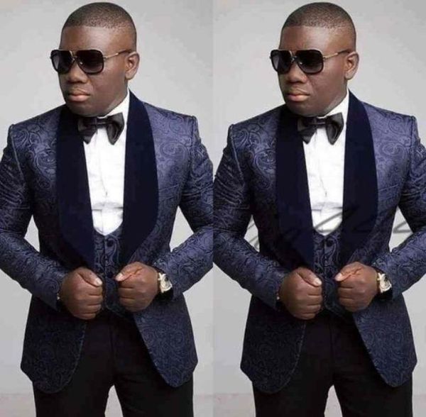 

2019 customize shawl lapel handsome groom tuxedos groomsmen man suit mens wedding suits bridegroomjacketpantsvestbow1270515, Black;gray