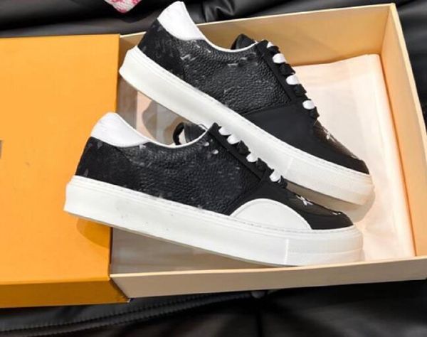

men's casual shoes sports white sneaker genuine leather sneakers stars trainer leathers low runner lace up platform trainers with box, Black
