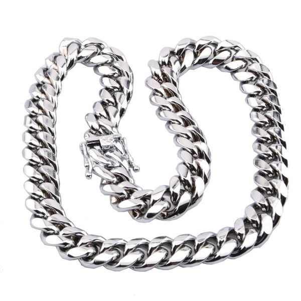 

miami cuban link chain necklace men hip hop gold silver necklaces stainless steel jewelry243u