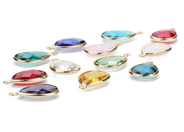 

women glass crystal bead teardrop copper loose beads connector for charm choker bracelet earrings necklace diy jewelry making find6068842