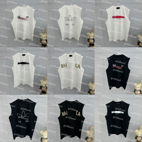 

luxury sleeveless clothing designer summer mens womens brand tide printed loose tank top, Black;white