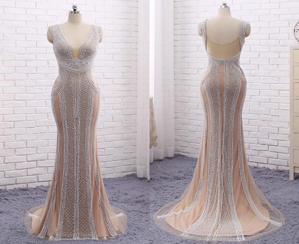 

the highend custom elegant atmosphere heavy evening dress lace fishtail handmade beaded pearl v halter collar prom dresses4394967, Black;red