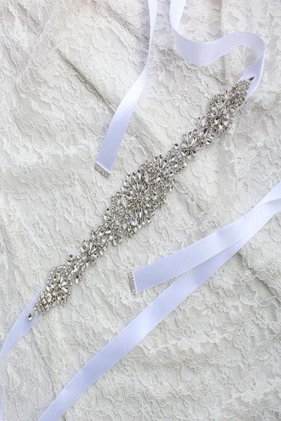

wedding sashes for bride bridal dresses belts rhinestone crystal ribbon from prom handmade white red black blush silver real image1901430