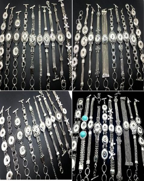 

whole 20pcs lot different style silver snap charm bracelet interchangeable diy snap jewely bangle fit 18mm ginger snap chunk b5122471, Golden;silver
