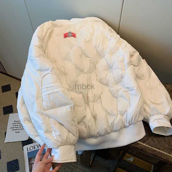 

women's down parkas ladies korean fashion rhombus white cotton padded jackets overcoat thickened baseball jacket with cotton jackets 20, Black
