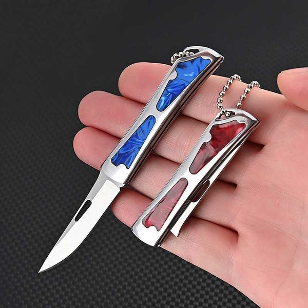 

key rings mini stainless steel folding knife portable edc camping equipment keychain pendant express unpacking pocket knife survival gear l2, Slivery;golden