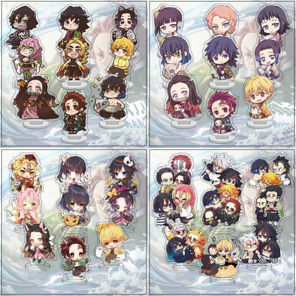 

key rings 9style cartoon anime demon slayer kimetsu no yaiba acrylic stand model anime figure deskstand decoration l230719, Slivery;golden