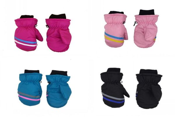 

kids ski snow gloves childre geometry pattern snowboard mittens winter warm skiing thicken glove waterproof windproof outdoor glov1498457, White