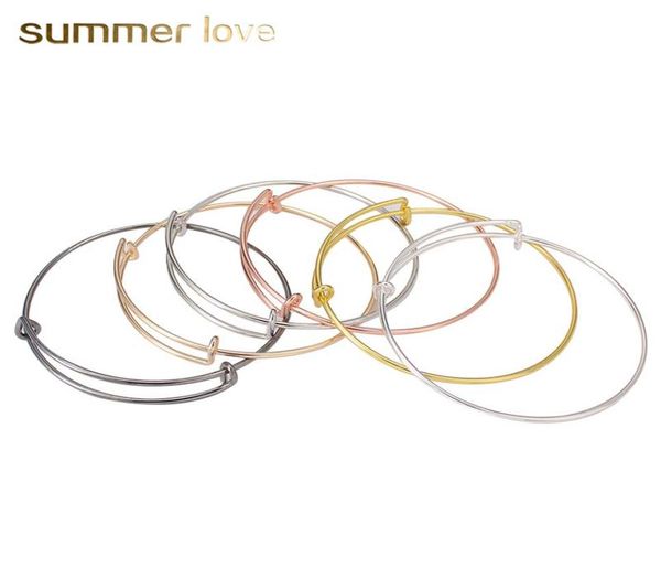 

quality guranteed expandable wire bangle bracelet for beading charm 6365mm silver gold color diy women bracelet jewelry gift2828887, Black