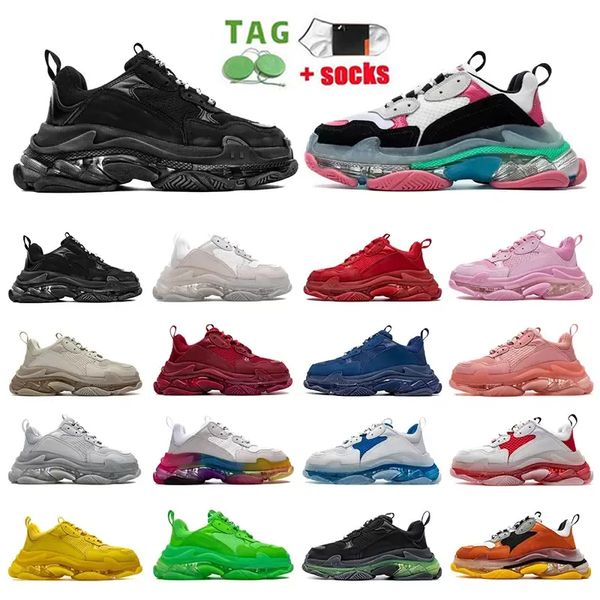 

triple s des chaussures men women designer casual shoes platform sneakers clear sole black white grey red pink blue royal green mens trainer