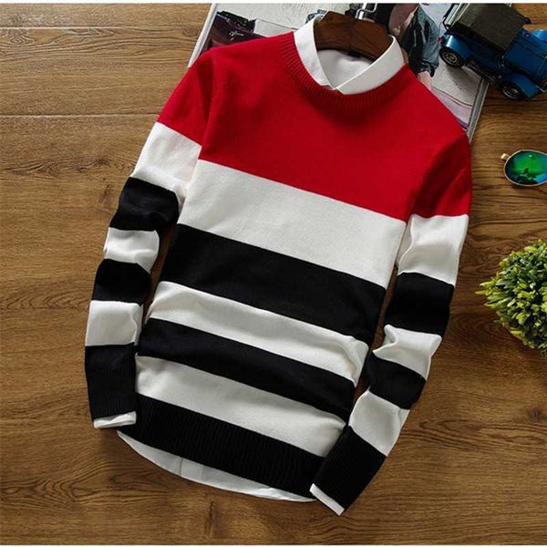 

men's sweaters new men sweater pullover o-neck striped cashmere christmas pullover winter thick clothes knitted casual men sweater l230, White;black