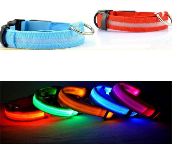 

led pet dog collar night safety flashing jewelry pets collars glow in the dark leash dogs luminous fluorescent supplies6143935, Red;brown