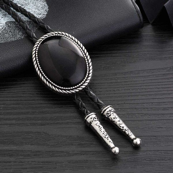 

bolo ties vintage bolo tie cowboy western bolo tie with black stone pendant necklace hkd230719, Red