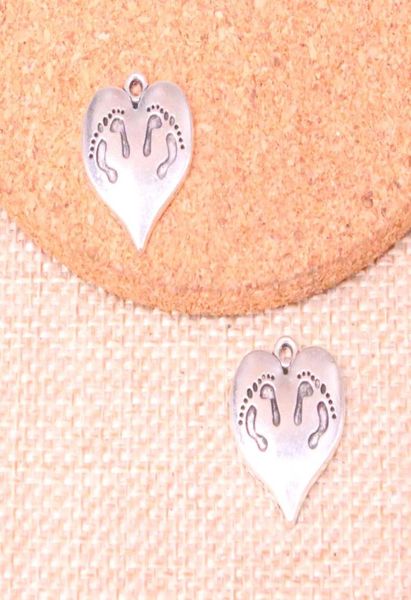 

46pcs charms heart foot 2117mm antique making pendant fitvintage tibetan silverdiy handmade jewelry7409026, Bronze;silver