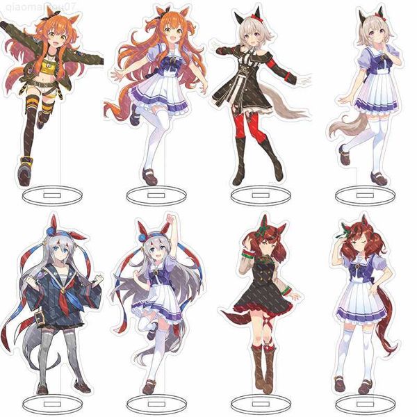 

key rings anime figure stand toy uma musume pretty derby acrylic stand figure model special week tokai teio silence suzuka ponies l230719, Slivery;golden
