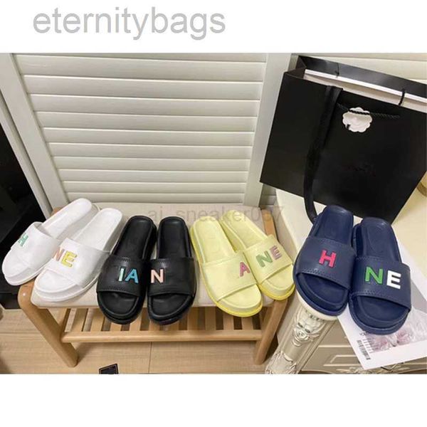 

channel ivory letter 23ss slippers women lady girls chal platform mules multicolor nel thick bottom slides slip sandal flats branded shoes c, Black