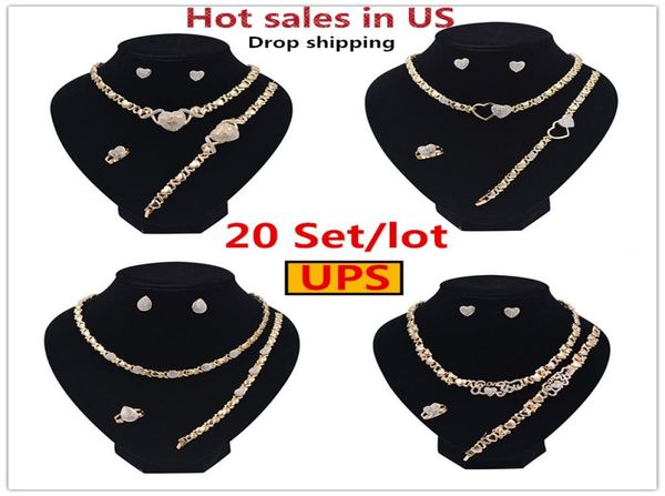 

20 sets lot drop jewelry set womens clearance necklaces sets earrings 14k gold plated jewelry set for women7467296, Black