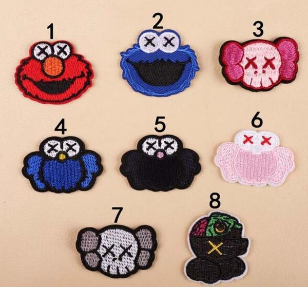 

8p104 3d iron on patches sesame street embroidered sew on patch for clothing elmo punk kids cartoon badge can customer design2882013