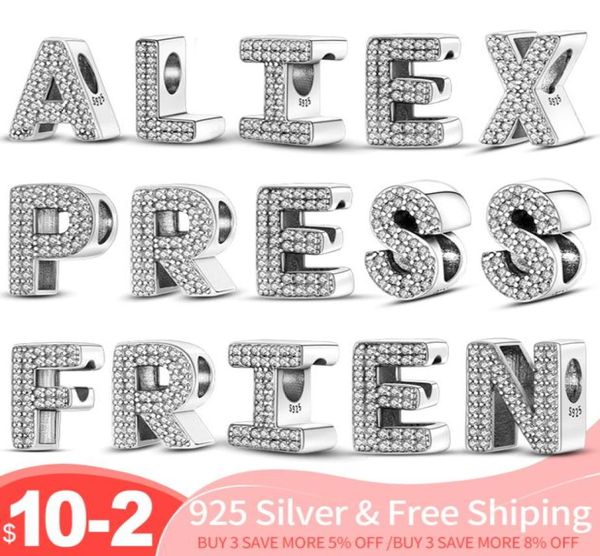 

925 silver fit p original charms diy pendant women bracelets beads color 26 english letters beads8282873, Bronze;silver