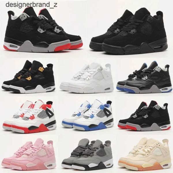 

kids shoes 4s jumpman 4 basketball chicago youth sneaker infant toddlers children outdoor trainers athletic retro boys girls sneakers sports, Black