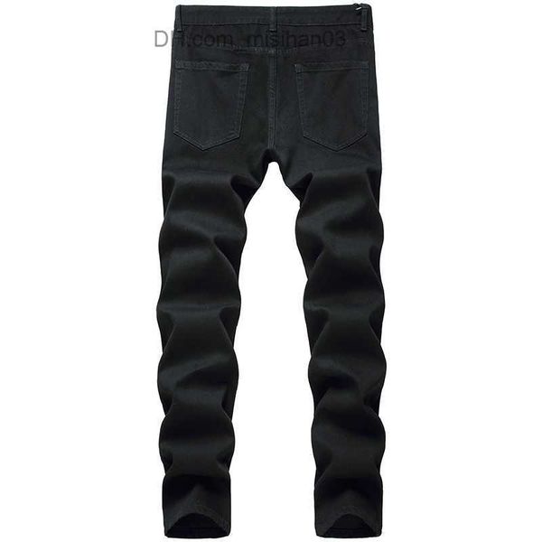 

men's jeans men high street ripped jeans black trendy men pants z230719, Blue