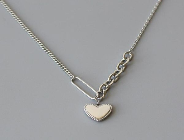 

pendant necklaces stainless steel beaded heart necklace for women combination chain mirror polished sliver color clavicle4435033, Silver