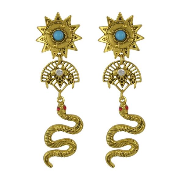 

2 colors trendy retro snake punk metal rhinestone party earrings2260138, Silver
