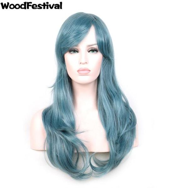 

woodfestival rozen maiden wig cosplay blue long wavy wigs bangs synthetic curly hair heat resistant fiber fashion6568432, Black