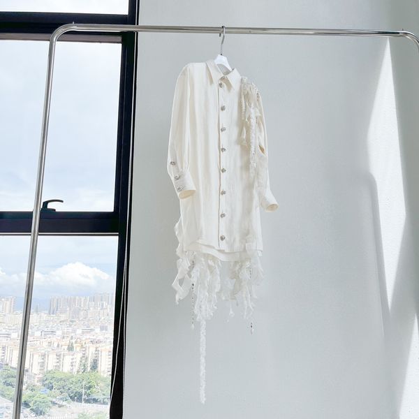 

basic & casual dress fairyland spring 2023 cream fairyland shirt dress, Black;gray