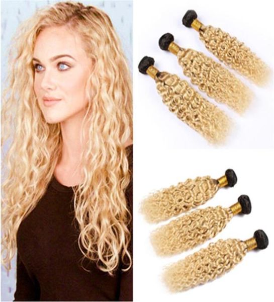 

1b 613 ombre water wave peruvian virgin hair weave wefts ombre blonde human hair 3 bundles deals wet and wavy hair extensions 101940762, Black