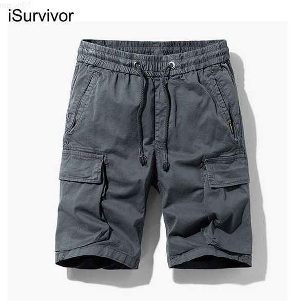 

men's shorts isurvivor 2022 summer new style solid color sports casual shorts slim cotton overalls youth fashion trend multi-pocket pan, White;black