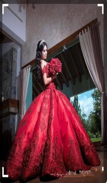 

ball gown red quinceanera dresses evening wear satin off shoulder appliques long sweet 16 prom dresses formal pageant gowns7445041, Blue;red