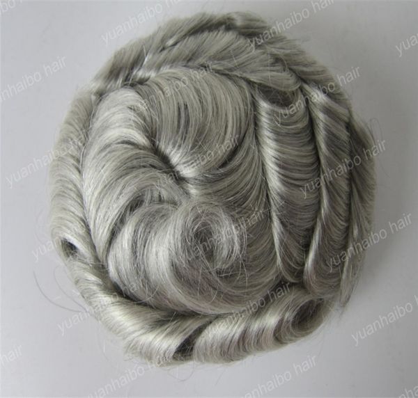 

new arrival 6inch natural wave malaysian remy hair silver gray toupees for old men 7453787, Black