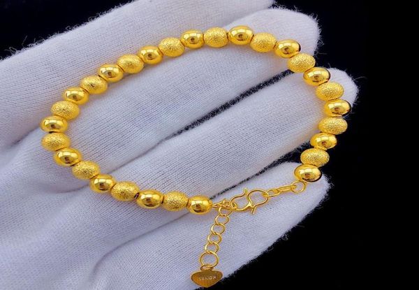 

simple style beaded chain 18k yellow gold filled fashion women039s transfer beads bracelet gift2547653, Black