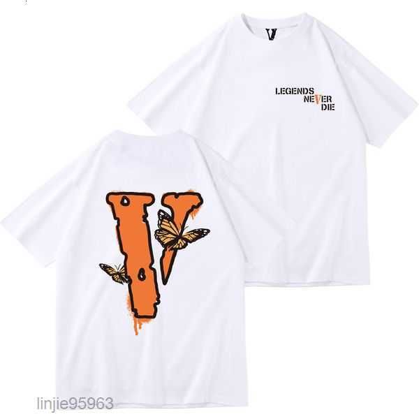 

mens t-shirts fashion brand vlones half sleeve big v print loose short men's and hip hop t-shirt 122, White;black